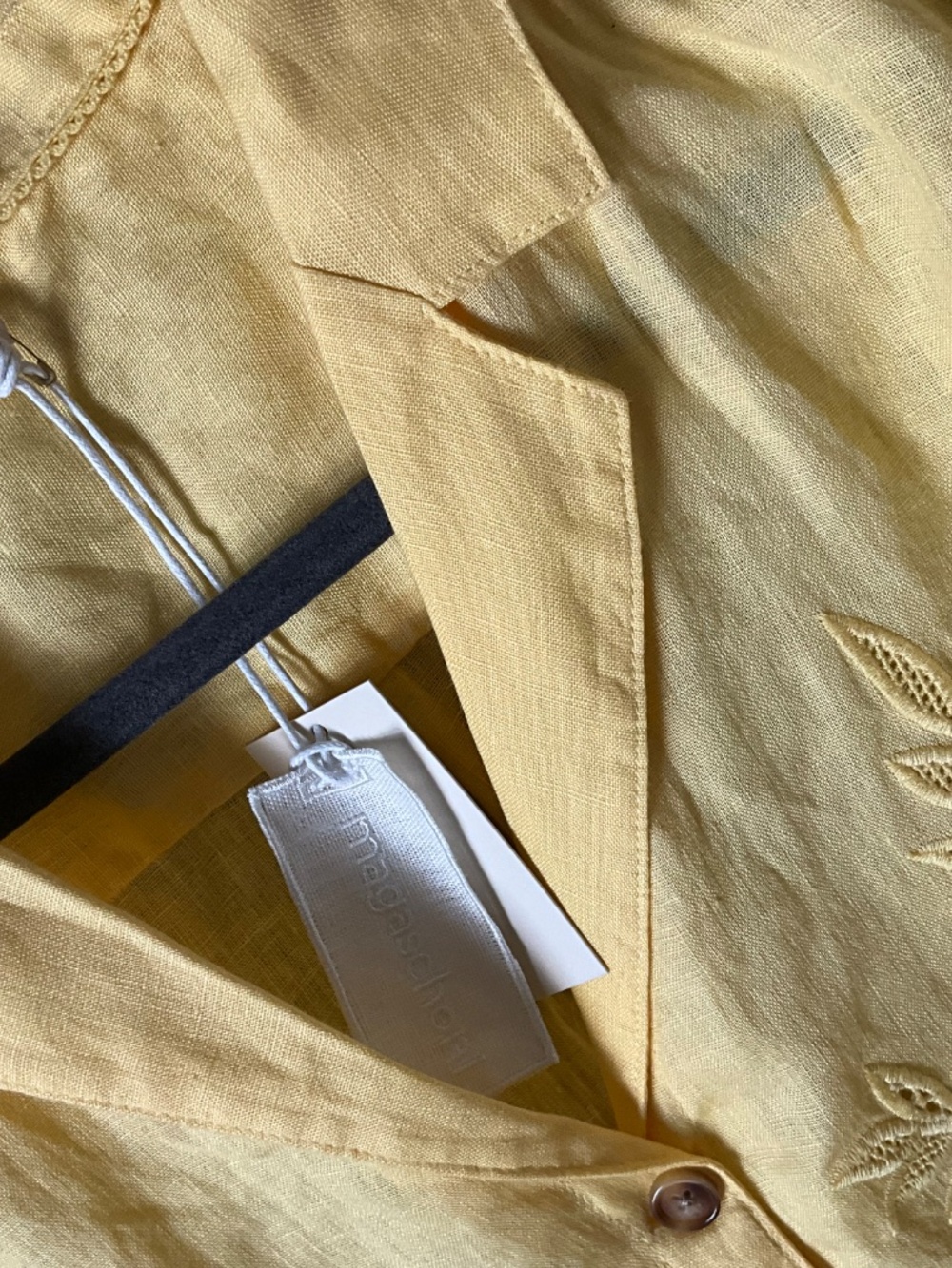 MAGASHONI Linen Embroidered Shorts & Shirt Set – New - S - Picture 3 of 5
